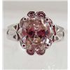 Image 1 : 13396 - WHITE GOLD PLATED PINK SAPPHIRE & TOPAZ RING - SIZE 6