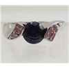 Image 1 : 13411 - WHITE GOLD PLATED SAPPHIRE & TOPAZ RING - SIZE 7.25