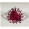 Image 1 : 13405 - WHITE GOLD PLATED RUBY & TOPAZ RING - SIZE 7.5