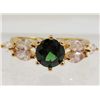 Image 1 : 13460 - GOLD PLATED EMERALD & TOPAZ RING - SIZE 6