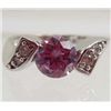 Image 1 : 13451 - WHITE GOLD PLATED AMETHYST & TOPAZ RING - SIZE 6.5