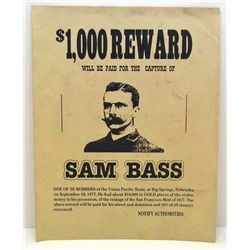 13097 - WILD WEST REWARD POSTER FOR SAM BASS