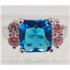 Image 1 : 13341 - WHITE GOLD PLATED SAPPHIRE & TOPAZ RING - SIZE 7