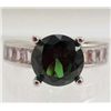 Image 1 : 13401 - WHITE GOLD PLATED EMERALD & TOPAZ RING - SIZE 6
