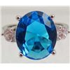 Image 1 : 13407 - WHITE GOLD PLATED SAPPHIRE & TOPAZ RING - SIZE 7