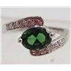 Image 1 : 13433 - WHITE GOLD PLATED EMERALD & TOPAZ RING - SIZE 7