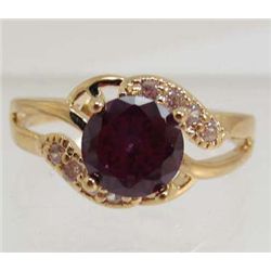 13543 - GOLD PLATED AMETHYST & TOPAZ RING - SIZE 6
