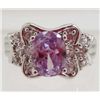 Image 1 : 13440 - WHITE GOLD PLATED AMETHYST & TOPAZ RING - SIZE 7