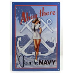 13380 - JOIN NAVY TIN SIGN APPROX 17 X 12