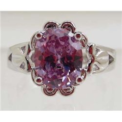 13413 - WHITE GOLD PLATED AMETHYST & TOPAZ RING - SIZE 7.25