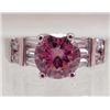 Image 1 : 13394 - WHITE GOLD PLATED PINK SAPPHIRE & TOPAZ RING - SIZE 6.75