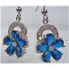 Image 1 : 11487 - PAIR OF  WHITE GOLD PLATED SAPPHIRE & TOPAZ  EARRINGS