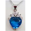 Image 1 : 13458 - WHITE GOLD PLATED SAPPHIRE & TOPAZ PENDANT W/ CHAIN