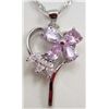 Image 1 : 13456 - WHITE GOLD PLATED AMETHYST & TOPAZ PENDANT W/ CHAIN