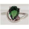 Image 1 : 13430 - WHITE GOLD PLATED EMERALD & TOPAZ RING - SIZE 7