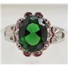 Image 1 : 13399 - WHITE GOLD PLATED EMERALD & TOPAZ RING - SIZE 7