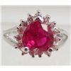 Image 1 : 13409 - WHITE GOLD PLATED RUBY & TOPAZ RING - SIZE 6