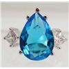 Image 1 : 13410 - WHITE GOLD PLATED SAPPHIRE & TOPAZ RING - SIZE 6.5