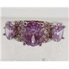 Image 1 : 13412 - WHITE GOLD PLATED AMETHYST & TOPAZ RING - SIZE 7.25