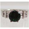 Image 1 : 13414 - WHITE GOLD PLATED EMERALD & TOPAZ RING - SIZE 7.25
