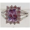 Image 1 : 13426 - WHITE GOLD PLATED AMETHYST & TOPAZ RING - SIZE 7.25