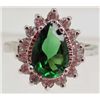 Image 1 : 13427 - WHITE GOLD PLATED EMERALD & TOPAZ RING - SIZE 6.75