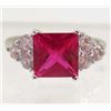 Image 1 : 13453 - WHITE GOLD PLATED RUBY & TOPAZ RING - SIZE 6.5