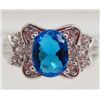Image 1 : 13447 - WHITE GOLD PLATED SAPPHIRE & TOPAZ RING - SIZE 7