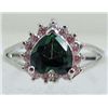 Image 1 : 13450 - WHITE GOLD PLATED EMERALD & TOPAZ RING - SIZE 7
