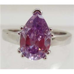13442 - WHITE GOLD PLATED AMETHYST & TOPAZ RING - SIZE 6.75