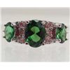 Image 1 : 13446 - WHITE GOLD PLATED EMERALD & TOPAZ RING - SIZE 7