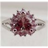 Image 1 : 13444 - WHITE GOLD PLATED PINK SAPPHIRE & TOPAZ RING - SIZE 7
