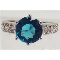13454 - WHITE GOLD PLATED AMETHYST & TOPAZ RING - SIZE 7