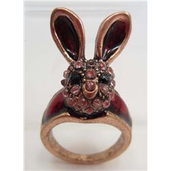 13462 - ENAMEL & RHINESTONE RABBIT RING