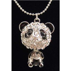 13518 - CUTE BOBBLE HEAD RHINESTONE PANDA NECKLACE
