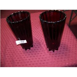 PAIR OF VINTAGE ANCHOR HOCKING ROYAL RUBY VASES