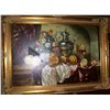 Image 3 : BUHARMITZ ORIGINAL OIL ON CANVAS, STILL LIFE W/ FRUIT FLOWERS & WINE FRAMED 30T X 42W