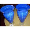 Image 1 : PAIR OF COBALT BLUE VENETIAN ART GLASS VASES
