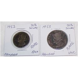 (2X$) SCARCE PANAMA 1953 UNC & A.U + CONDITION