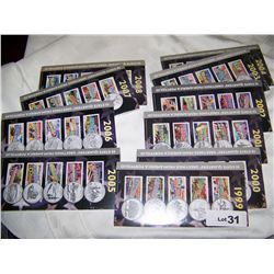 (10X$) U.S MINT & POSTAL SERVICE COIN & STAMP SETS