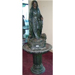 MOTHER MARY BRONZE COLORED FIBERGLASS FOUNTAIN APX.77T X 38W