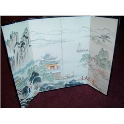 HAND PAINTED CHINESE FOUR PANEL SCREEN