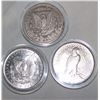 Image 3 : (3X$)U.S SILVER MORGANS & PEACE DOLLAR 1878- C.C (XF), 1883-O, 1926 UNC