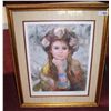 Image 2 : GORGEOUS FINE ART LITHOGRAPH, SIGNED AND NUMBERED, PORTRAIT OF A BEAUTIFUL YOUNG GIRL, CUSTOM FRAMED