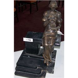 WOMAN ON MARBLE BASE, SIGNED BRONZE, A. MORECUL