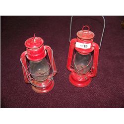 PAIR OF VINTAGE DIETZ RED LANTERNS