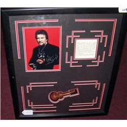 WAYLON JENNINGS HAND SIGNED MEMORABILIA FRAMED DISPLAY