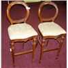 Image 1 : PAIR OF VINTAGE HAND CARVED UPHOLSTERED BAR STOOLS