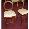 Image 2 : PAIR OF VINTAGE HAND CARVED UPHOLSTERED BAR STOOLS