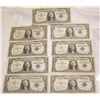 Image 1 : (9X$) $1 SILVER CERTIFICATES INCLUDING 3 "STAR" NOTES, BLUE SEAL, SERIES 1957